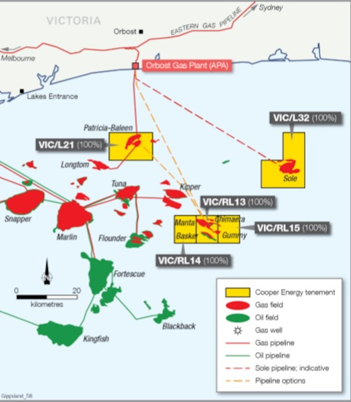 Sole field development in the Gippsland basin offshore southeast Australia