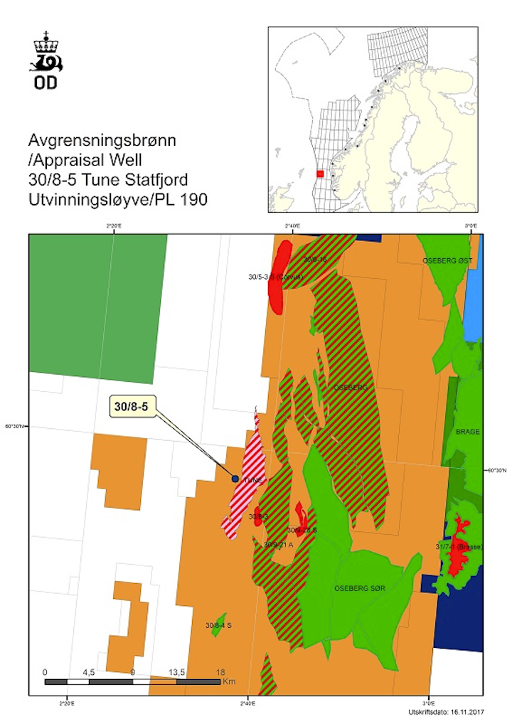 Well 30/8-5 in license PL190 in the North Sea