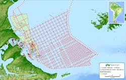 Spectrum 2D seismic survey covering the Austral and Malvinas basins offshore southern Argentina