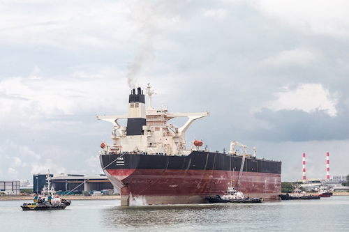 VLCC Tina arriving at Keppel Shipyard for conversion into Liza FPSO