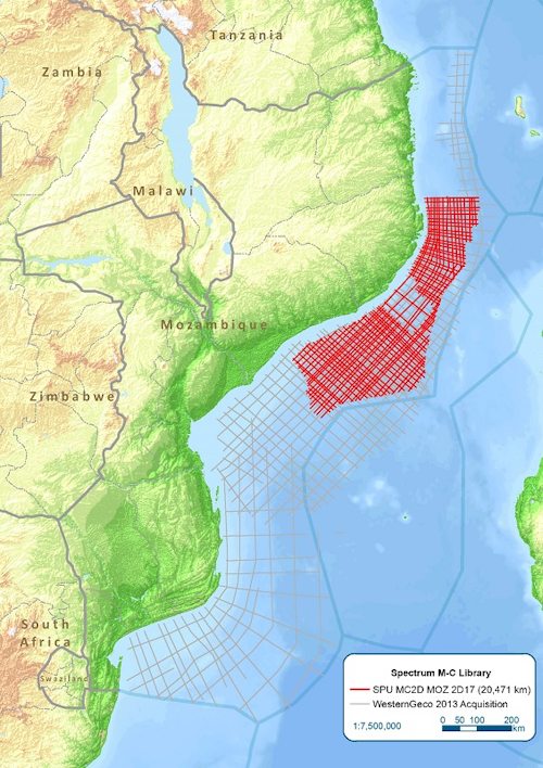 Multi-client 2D seismic survey offshore Mozambique