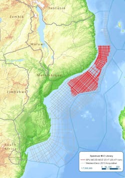 Multi-client 2D seismic survey offshore Mozambique