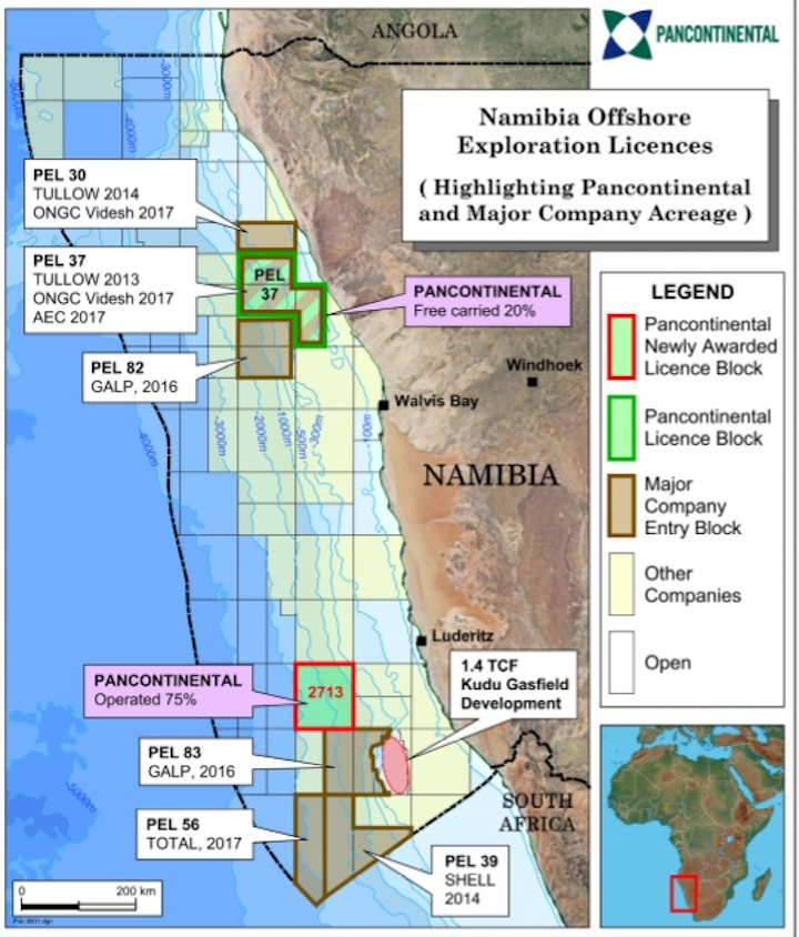 Pancontinental Oil & Gas Orange basin offshore Namibia