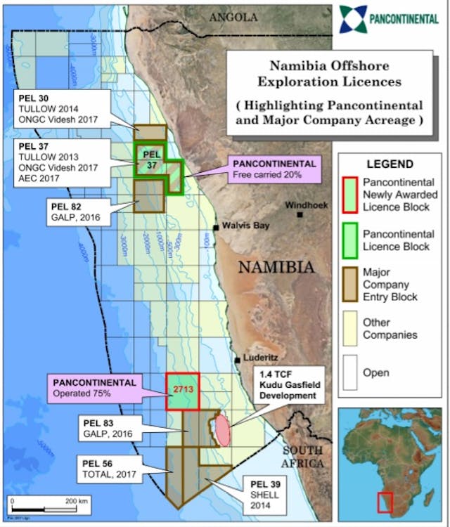 Pancontinental Oil &amp; Gas Orange basin offshore Namibia