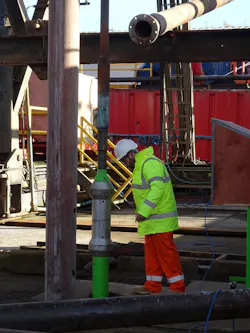 Raptor Oil’s telemetry tool running in below the drill floor as part of testing