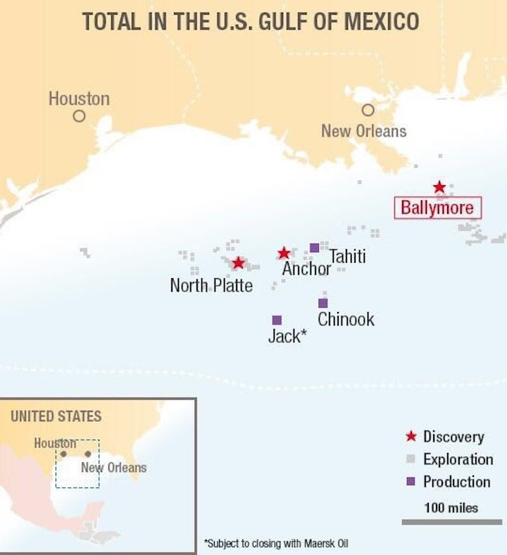 Total's Ballymore deepwater oil discovery in the Gulf of Mexico