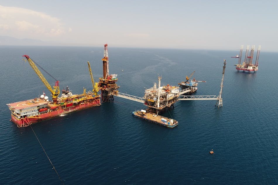 Prinos oil field complex offshore Greece