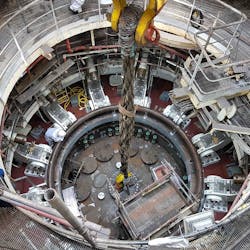 Buoy cone inside turret during “dry” trial fit at Drydocks World in Dubai Buoy cone inside turret during “dry” trial fit at Drydocks World in Dubai
