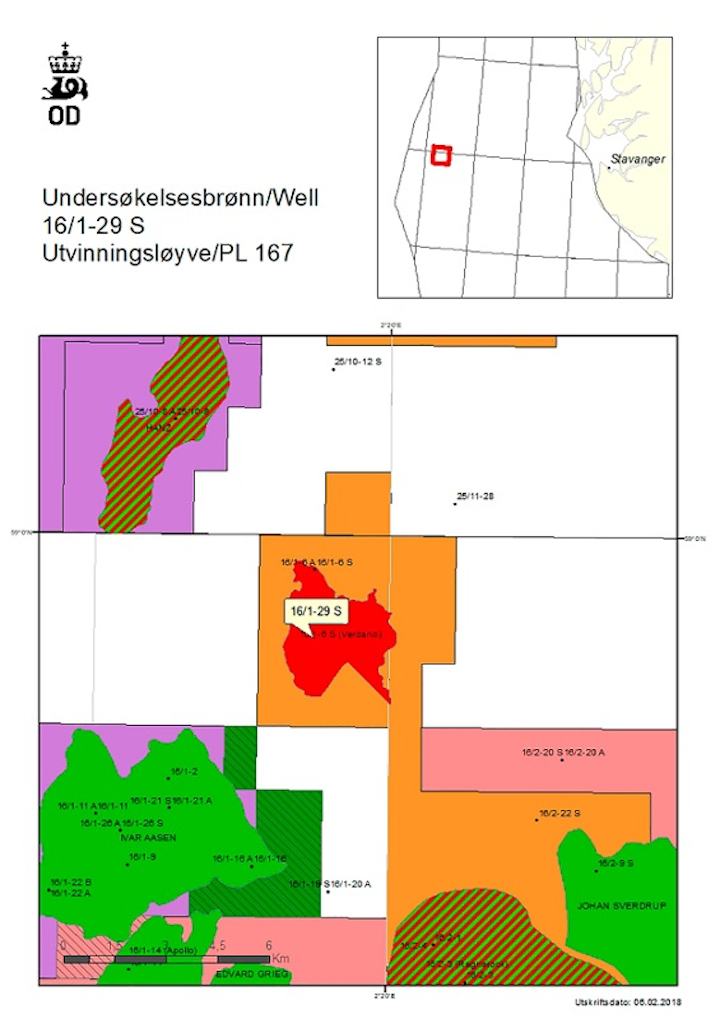 Exploration Well 16/1-29 S in license PL167 in the central Norwegian North Sea