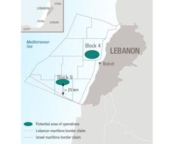 Total exploration blocks 4 and 9 offshore Lebanon