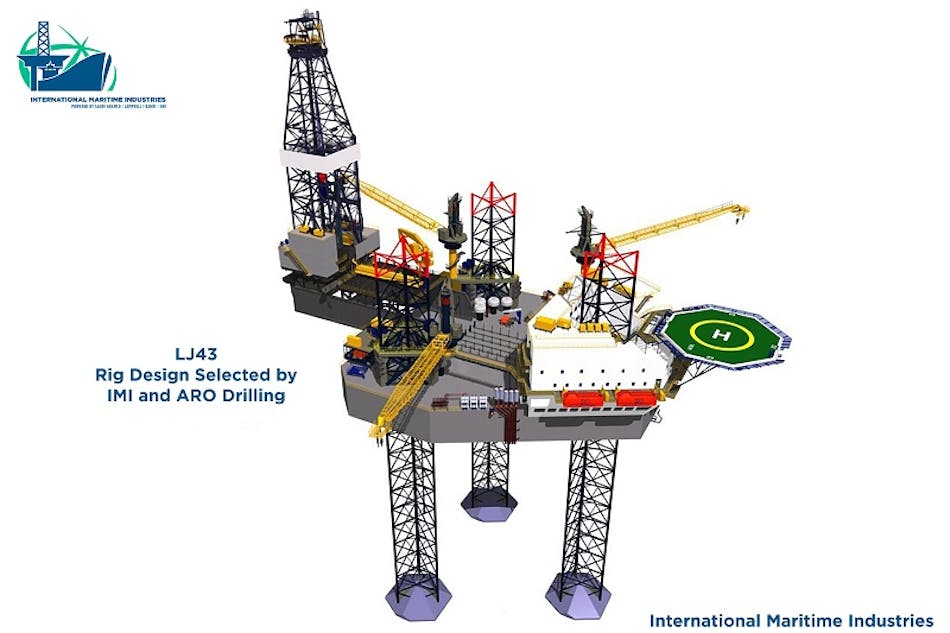 LJ43 jackup rig design for ARO Drilling and International Maritime Industries