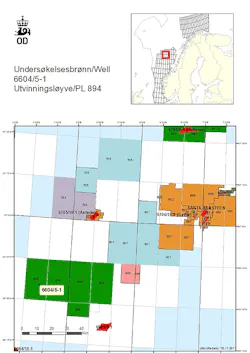 Well 6604/5-1 on production license 894 in the northern Norwegian Sea