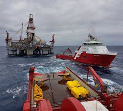 Ocean Monarch semisubmersible drilling rig offshore southeast Australia Ocean Monarch semisubmersible drilling rig offshore southeast Australia