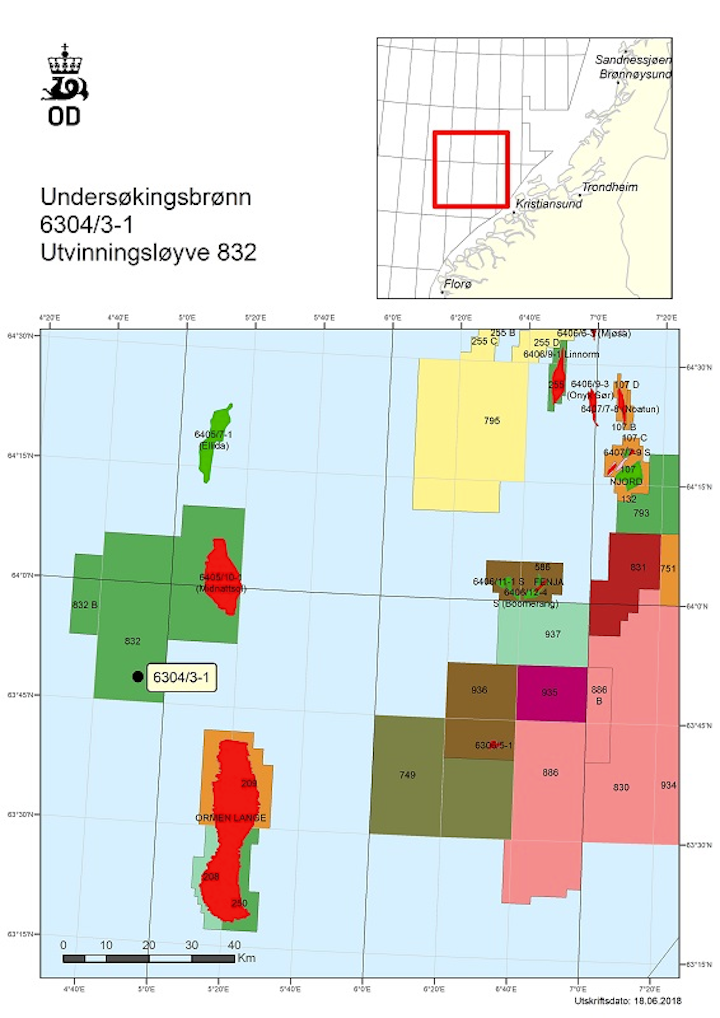 Well 6304/3-1 in PL 832 in the Norwegian Sea