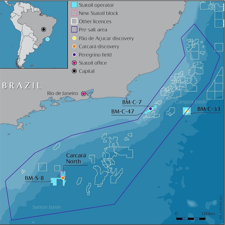 Blocks Carcar&aacute; North and BM-S-8 offshore Brazil
