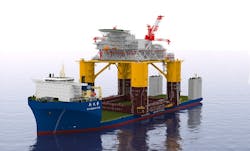 Artist rendering of the Vito FPU onboard onboard COSCO’s M/V Xin Guang Hua Artist rendering of the Vito FPU onboard onboard COSCO’s M/V Xin Guang Hua