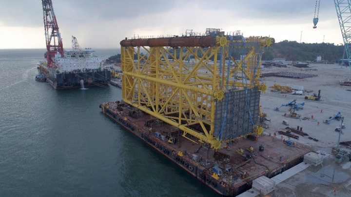 First steel jacket for BP’s Tangguh expansion complex offshore Indonesia