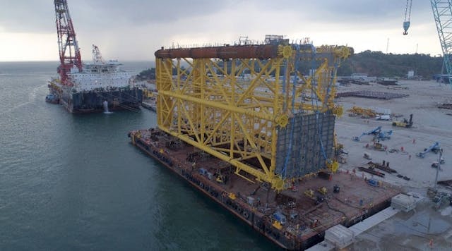First steel jacket for BP&rsquo;s Tangguh expansion complex offshore Indonesia