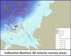 3D seismic survey over the Beehive prospect offshore Australia