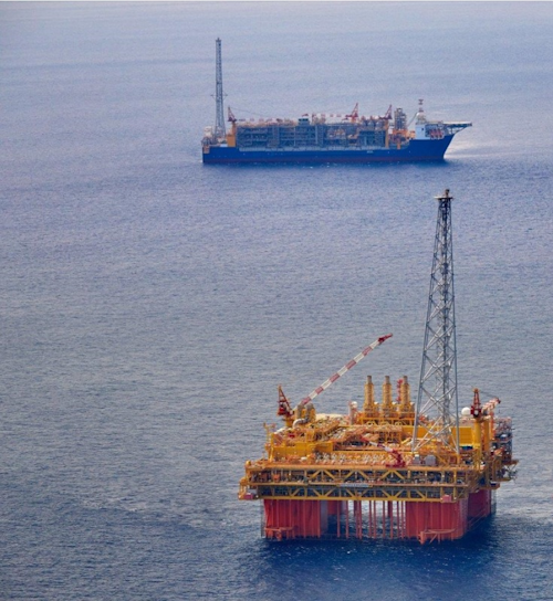 The central processing facility Ichthys Explorer and the FPSO Ichthys Venturer offshore Australia