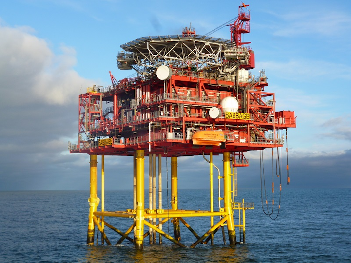 Babbage gas field platform in the UK southern North Sea