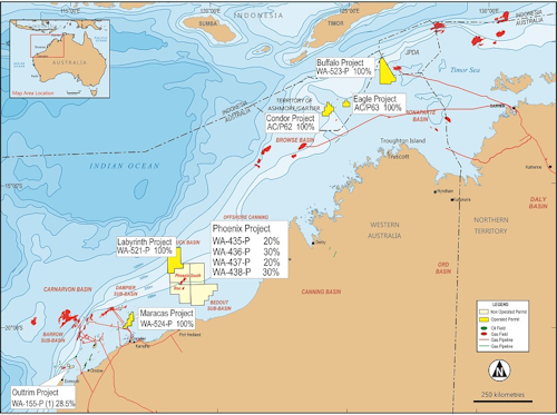Carnarvon Petroleum asset map offshore Australia