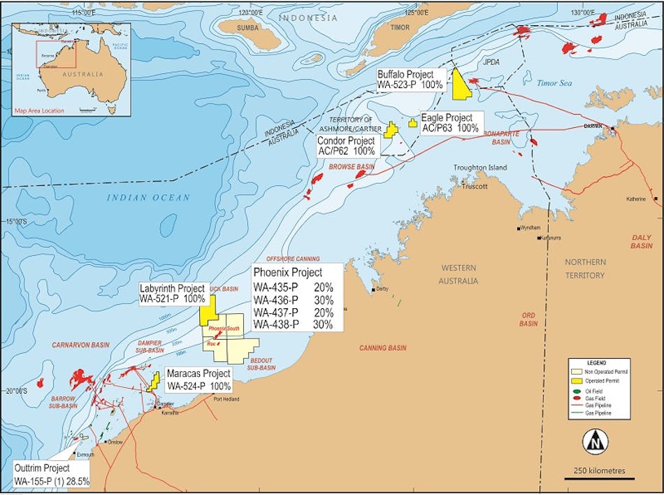 Carnarvon Petroleum asset map offshore Australia