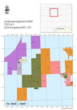 Well 7321/4-1 in license PL721 in the Barents Sea Well 7321/4-1 in license PL721 in the Barents Sea