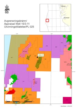 Appraisal well 15/3-11 on the 15/3-4 (Sigrun) oil and gas discovery for Equinor in license PL 025 in the Norwegian North Sea.