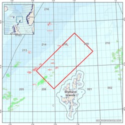 Location map for CGG&rsquo;s rich-azimuth survey northwest of the Shetland Isles