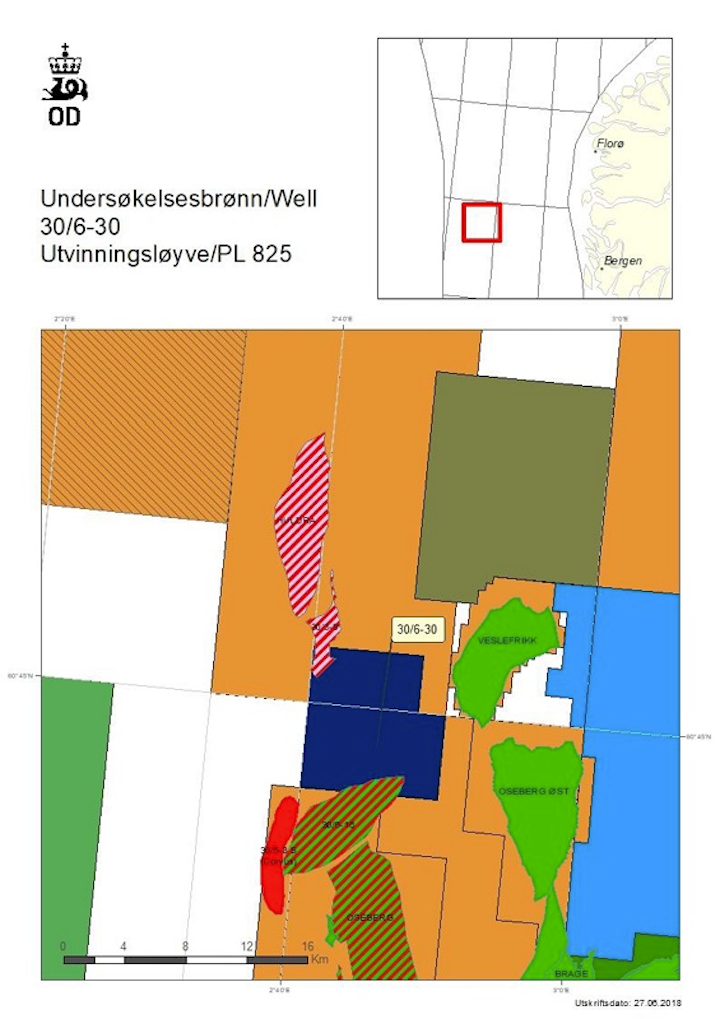 Well 30/6-30 on PL 825 in the Norwegian North Sea