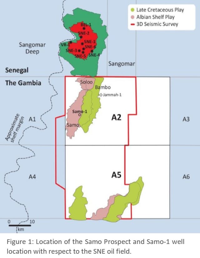 Samo prospect in block A2 offshore The Gambia