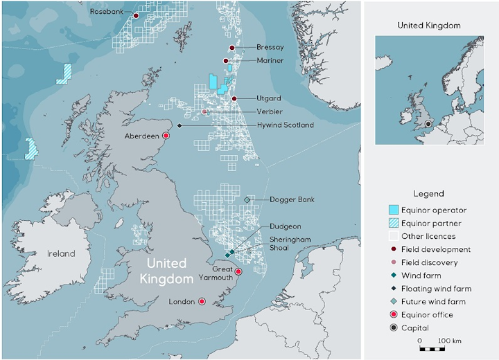 Equinor's operations on the UK continental shelf