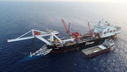 Allseas' Audacia laying Nord Stream 2 pipes offshore Germany Allseas' Audacia laying Nord Stream 2 pipes offshore Germany
