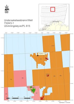 Well 7324/3-1 in PL615 in the Barents Sea Well 7324/3-1 in PL615 in the Barents Sea