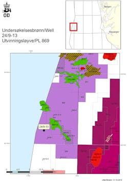 Well 24/9-13 in license PL 869 in the North Sea Well 24/9-13 in license PL 869 in the North Sea