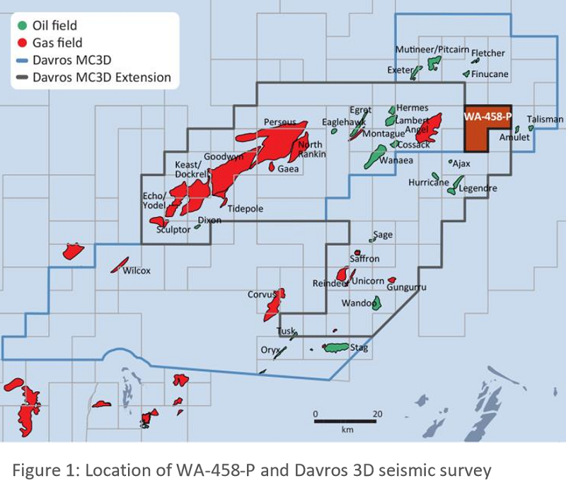 Davros 3D seismic survey in the WA-458 permit offshore Western Australia