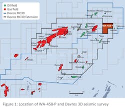 Davros 3D seismic survey in the WA-458 permit offshore Western Australia