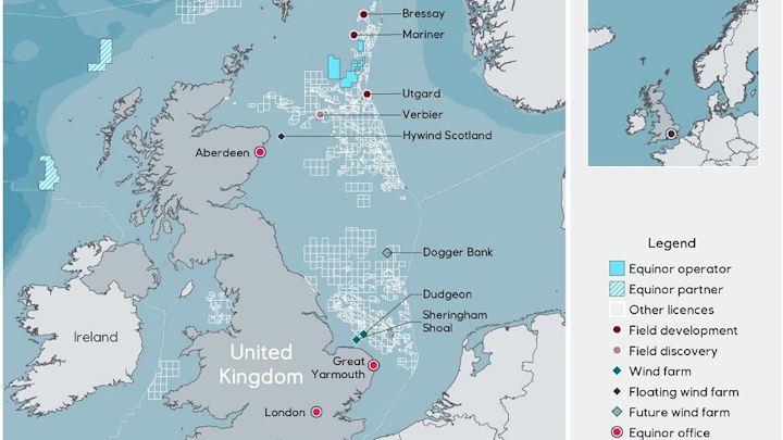 Equinor operations offshore the UK