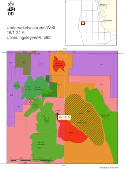 Well 16/1-31 S in license PL 338 in the Norwegian North Sea Well 16/1-31 S in license PL 338 in the Norwegian North Sea