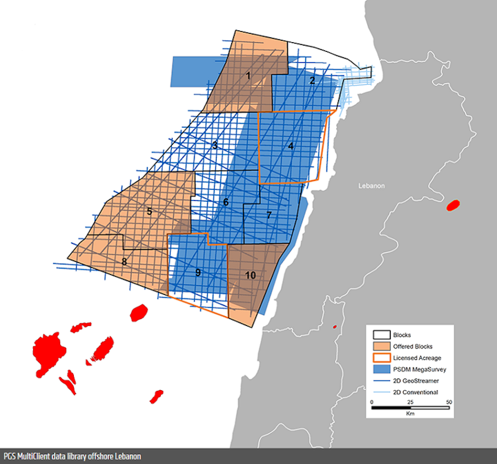 PGS multi-client data library offshore Lebanon