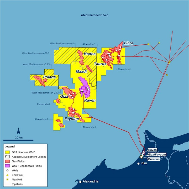 West Nile Delta concession in the Mediterranean Sea offshore Egypt