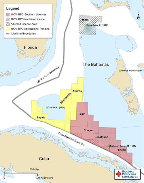 Four southern licenses offshore the Bahamas