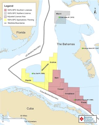 Four southern licenses offshore the Bahamas
