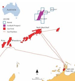 Ironbark prospect in exploration permit WA-359-P in the Carnarvon basin offshore Western Australia