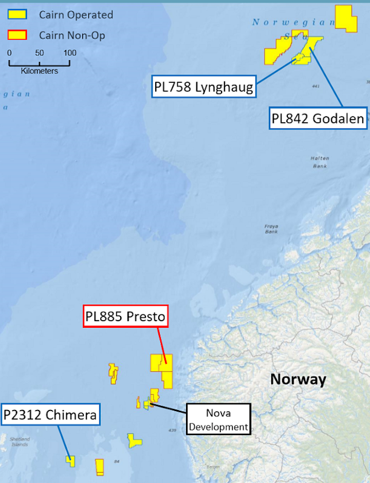 Cairn Energy exploration prospects offshore the UK and Norway