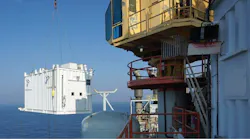 Dalmatian pump control building being lifted onto the Petronius platform.