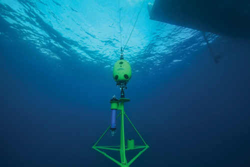 Atoll being lowered to the seafloor.