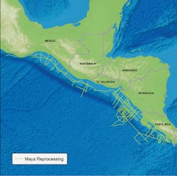 Area to be covered by the Maya Reprocessing project. Area to be covered by the Maya Reprocessing project.