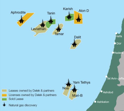 Location of the Alon D license offshore Israel.